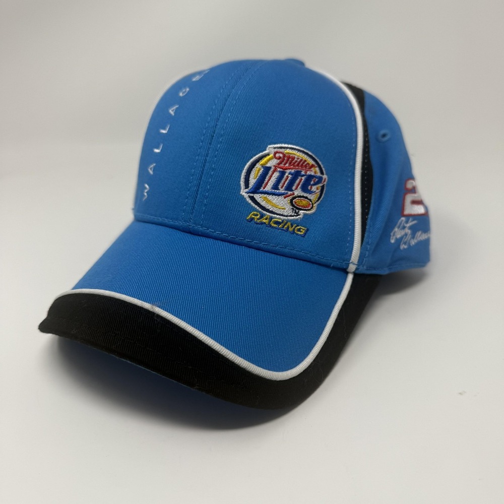 Rusty Wallace Hat Cap‎ Strap Back Mens One Size Blue NASCAR Penske Racing